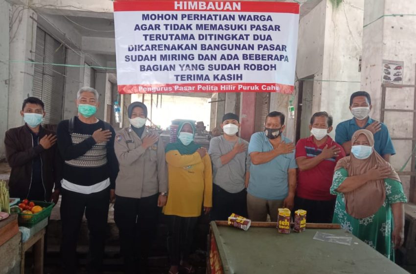  Bangunan Pasar Terancam Ambruk, Pengurus Pasar Pelita Hilir Pasang Spanduk
