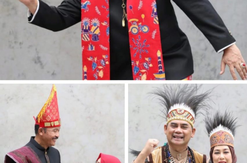  HUT ke 77 RI, Semua Pejabat Pemprov Kalteng Gunakan Busana Pelangi Nusantara dari 34 Provinsi Se Indonesia