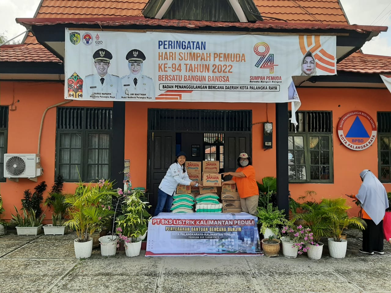 Serah terima bantuan Banjir kepada BPBD Kota Palangka Raya
